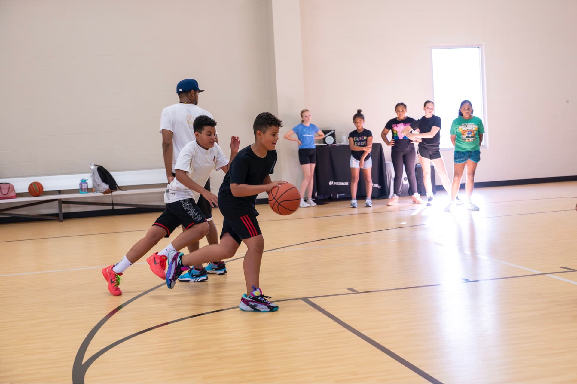 Athletes training outdoors