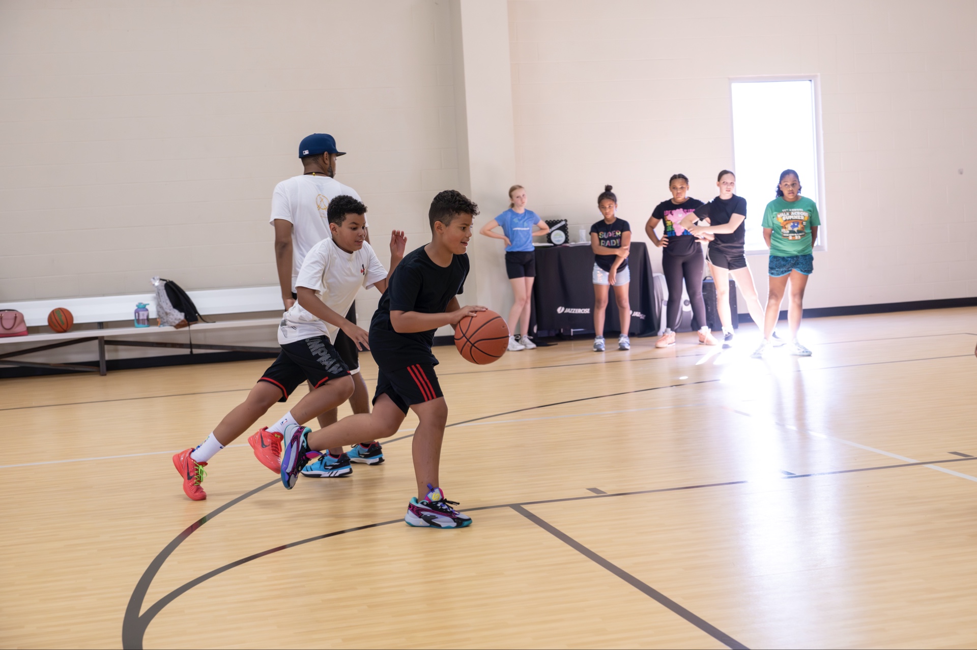 Athletes training outdoors